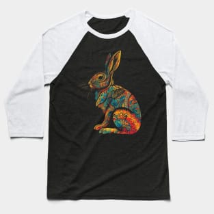 Colorful Mandala Easter Rabbit Drawing - Unique Artwork Baseball T-Shirt